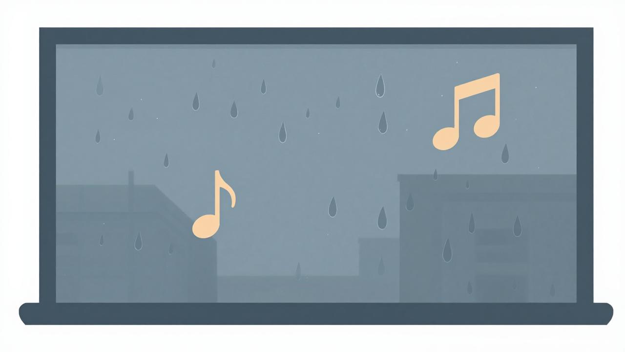 Rainy window with lo-fi study beats visual
